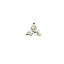 Boucles d'Oreilles Aelia - puce 3 éclats zirconium sertis perles dorées argent S925 18k sur fond blanc - LELIEGE