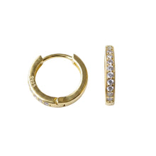 Boucles d'Oreilles Maia - mini créoles argent S925 dorées 18k demi-lune zirconium fond blanc - LELIEGE