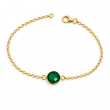 Bracelet Pietra - bracelet doré maille losange et onyx vert sur fond blanc - LELIEGE