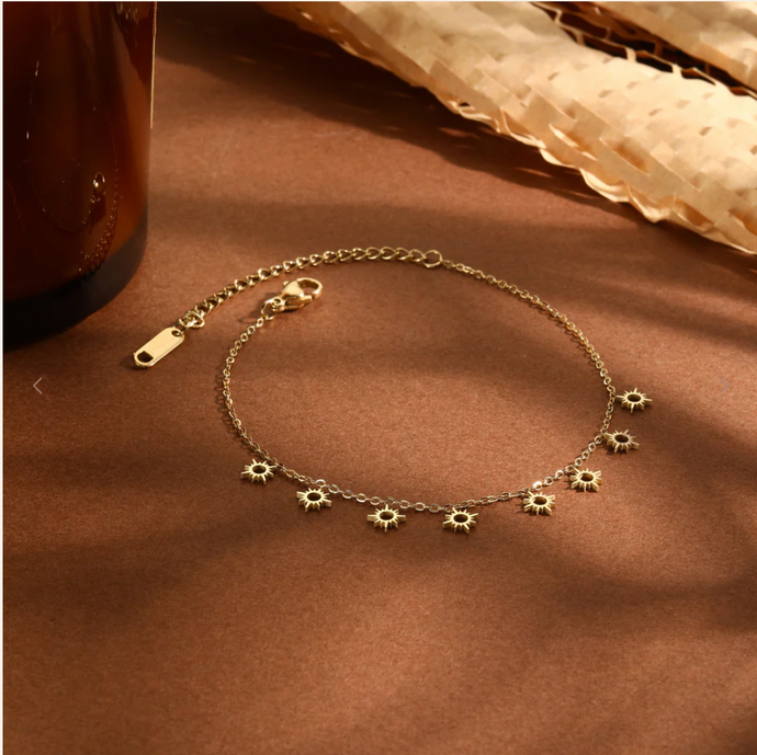 Bracelet chaîne dorée avec soleil - LELIEGE