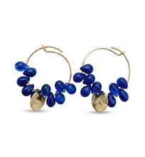 Boucle d'Oreilles Créoles Goutte de Pluie Bleues