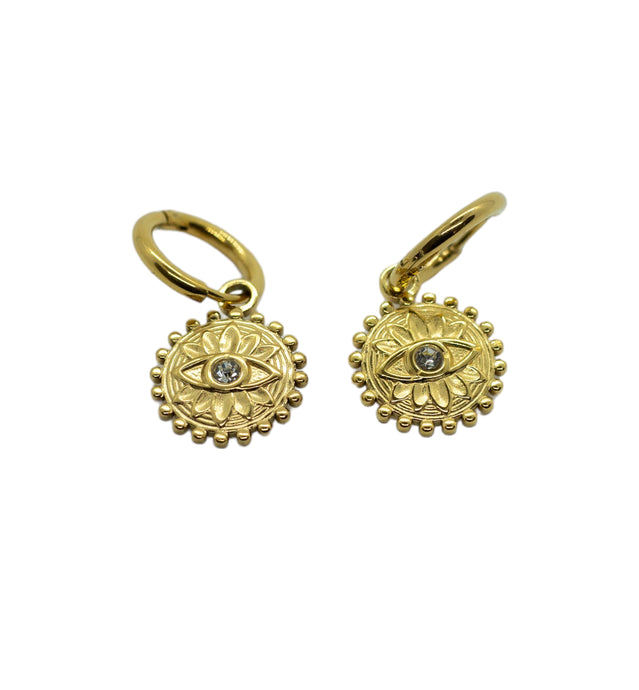 Boucles d'Oreilles Créoles Oeil Solaire Protecteur - LELIEGE
