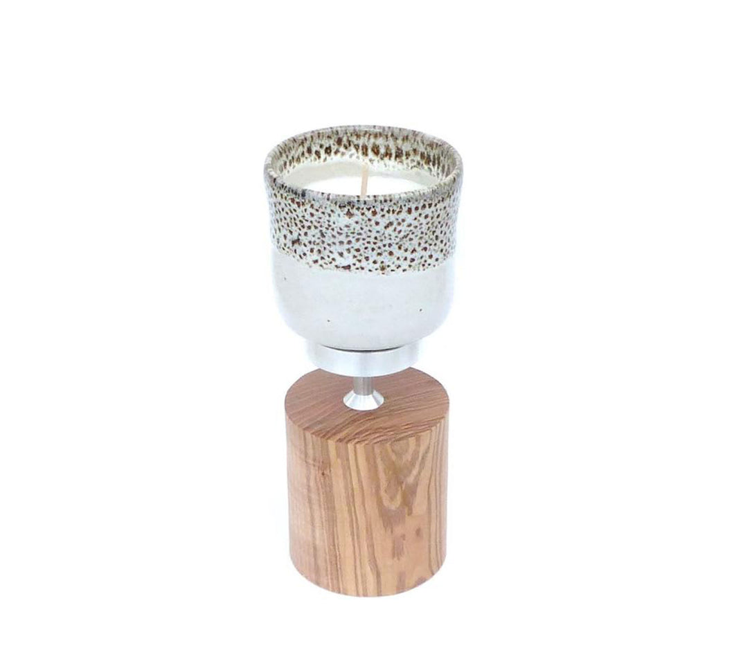 Bougeoir Rond & Bougie Blanche Rituel Nature - LELIEGE